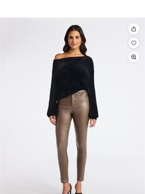 Sofia by Sofia Vergara Black fuzzy Faux-Fur Crew Neck Sweater